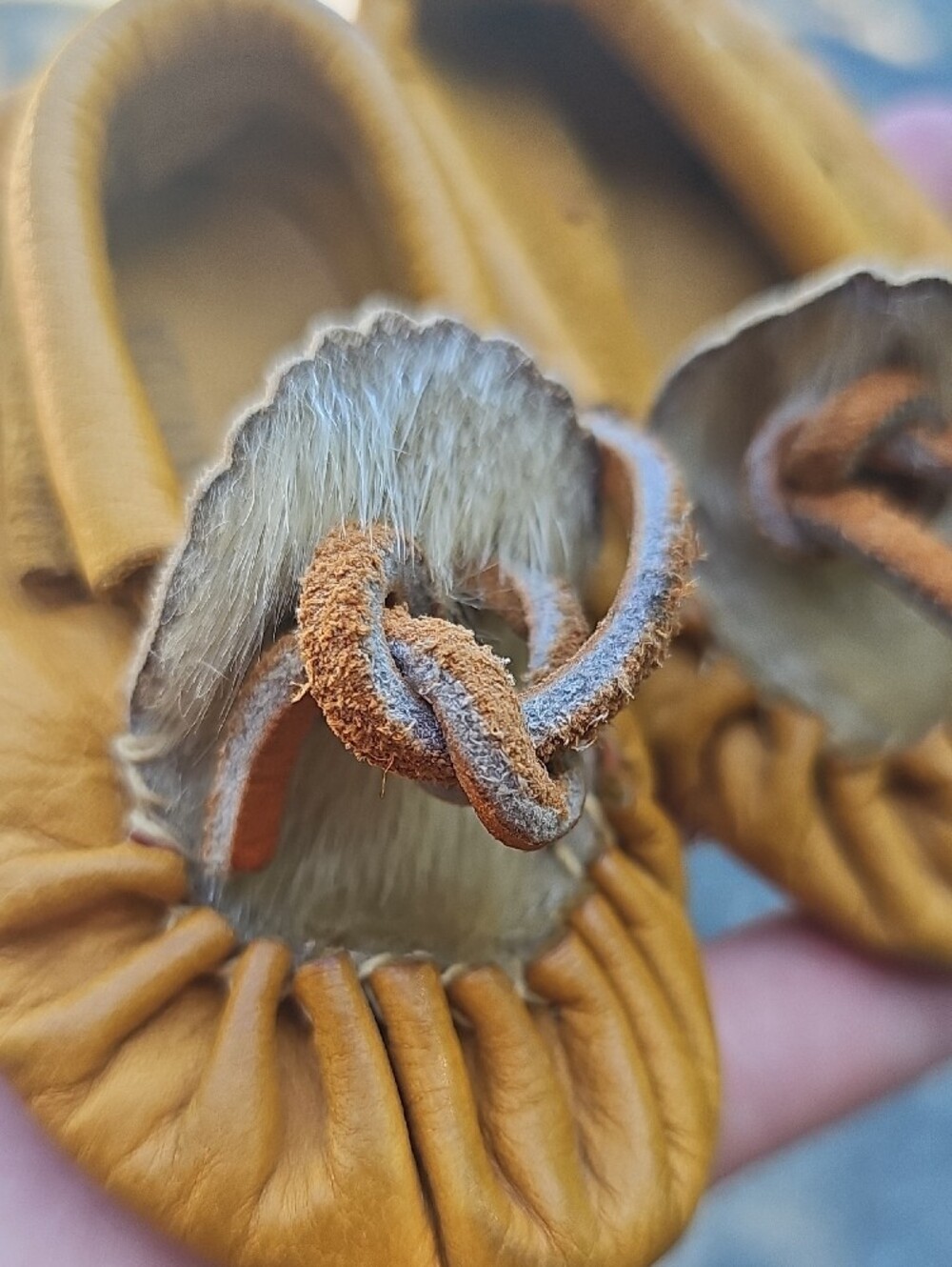 Vintage Leather Baby Moccasins in Tan - Made In Canada - Picture 2 of 8